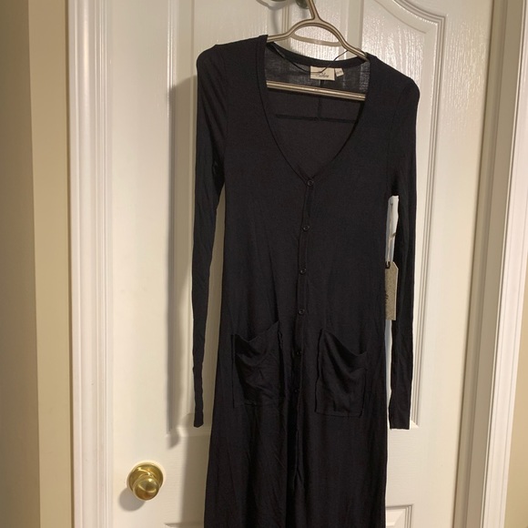 NWT Buttoned Black Long Cardigan/Duster size XS - Picture 4 of 8